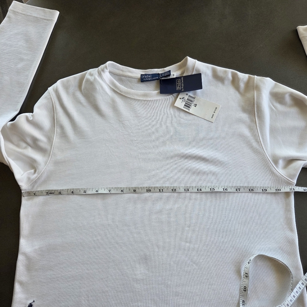Polo Ralph Lauren White Jersey Crop Long Sleeve T-shirt Size XS NWT $110 - Picture 10 of 12